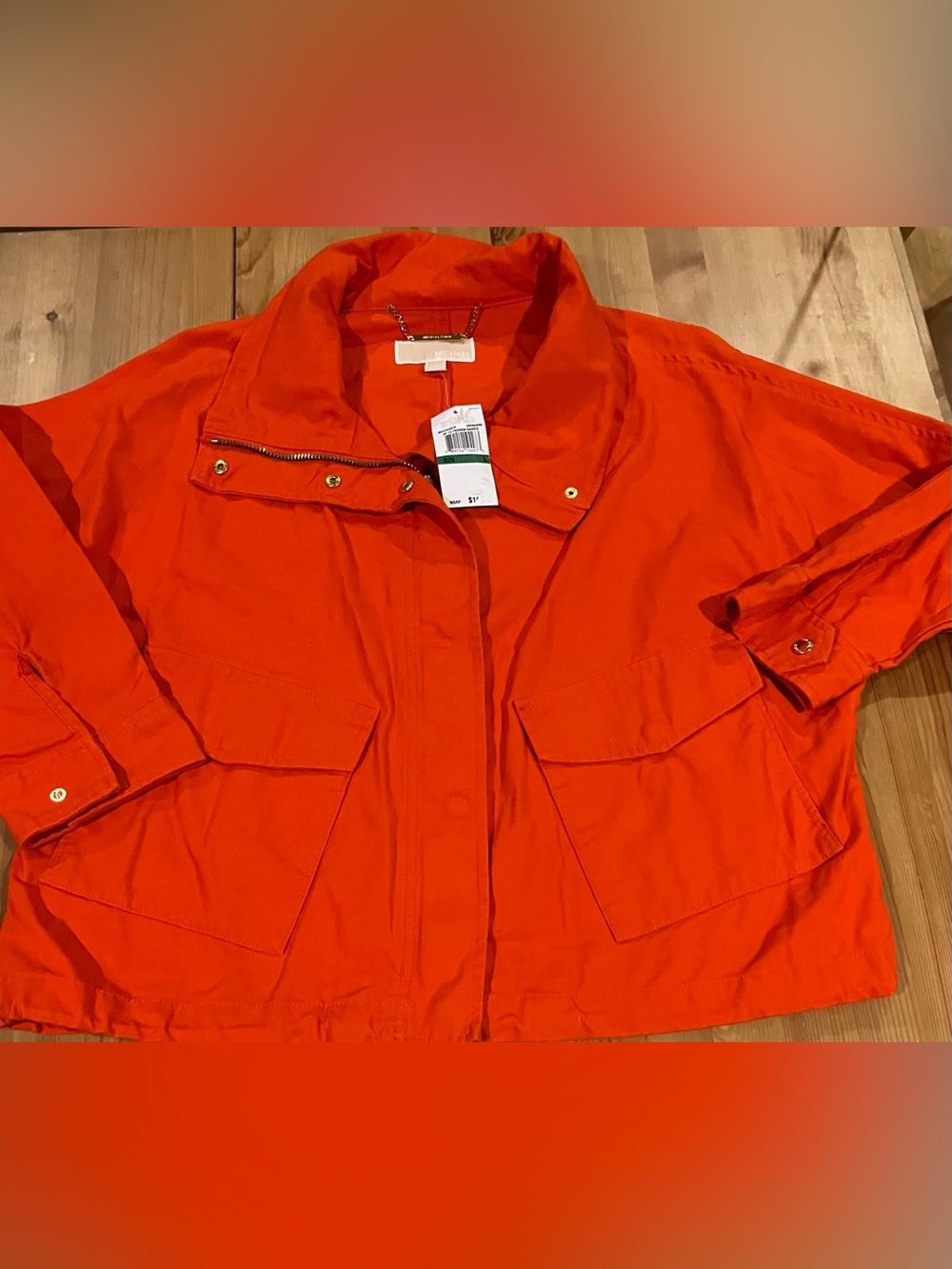 NWT Michael Kors Raincoat 200% Cotton Grenadine Women's Lightweight Jacket SizeL